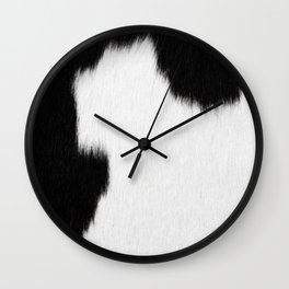 Classic Black & White Cowhide Wall Clock