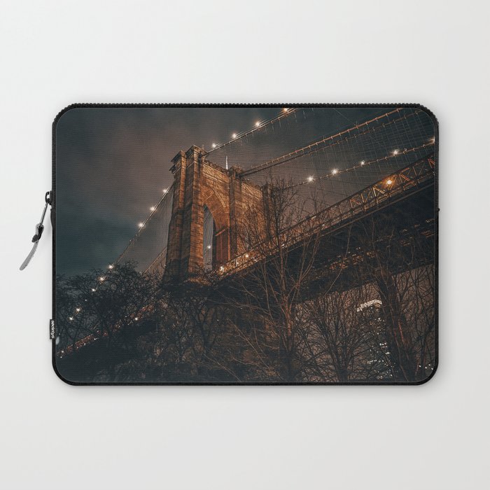 Brooklyn Bridge at night in New York City Laptop Sleeve