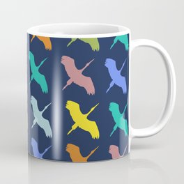 Colorful Flying Cranes Pattern Coffee Mug
