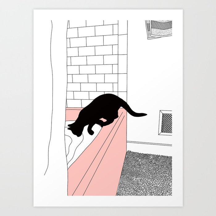 Cat Bath Art Print