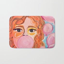 “Balloons and bubble gum, not violence and guns” Bath Mat | Colorful, Modern, Ginger, Portrait, Painting, Abstract, Feminist, Freckles, Portraiture, Acrylic 