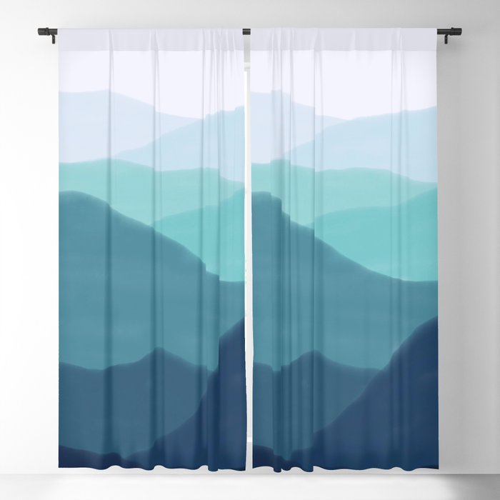 Blue Gradient Mountains Blackout Curtain