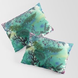 Cherry Blossom and Fern Abstract Pillow Sham