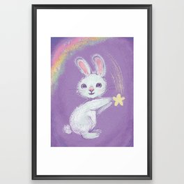 Catch A Falling Star White Rabbit Framed Art Print