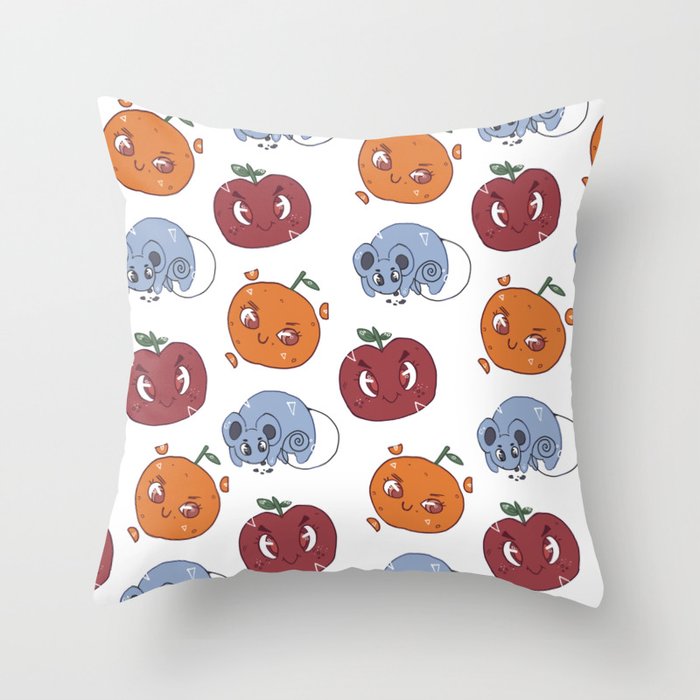 Friendly Fruits Pattern Throw Pillow