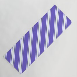 [ Thumbnail: Slate Blue & Mint Cream Colored Pattern of Stripes Yoga Mat ]
