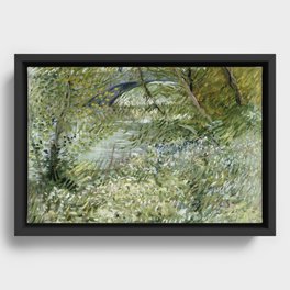 River Bank in Springtime, Vincent van Gogh Framed Canvas