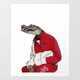 Crocodile in supremexlacoste Art Print