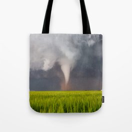 Lucky Day - White Tornado Kicks Up Dust Over Wheat Field in Texas Tote Bag