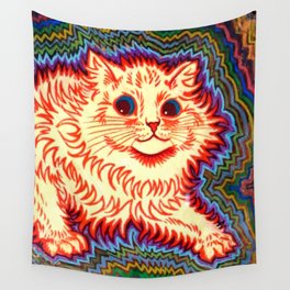 Louis Wain Psychedelic Cat Wall Tapestry
