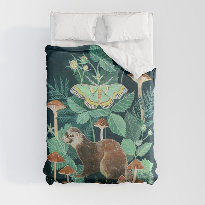 Ferret and Moth Duvet Cover