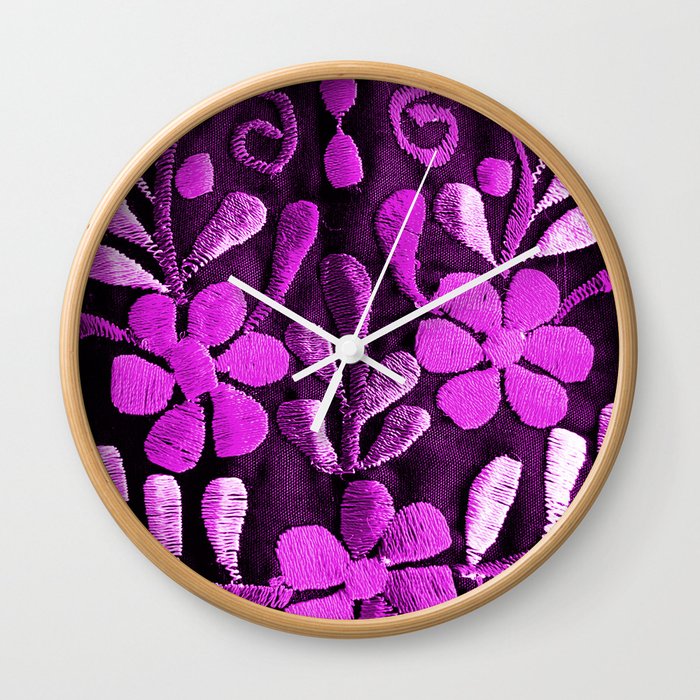 Violet Mexican Flowers Wall Clock