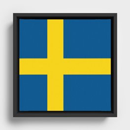 Sweden Flag Print Swedish Country Pride Patriotic Pattern Framed Canvas