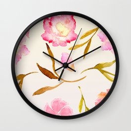 Pink Rose Pattern Wall Clock