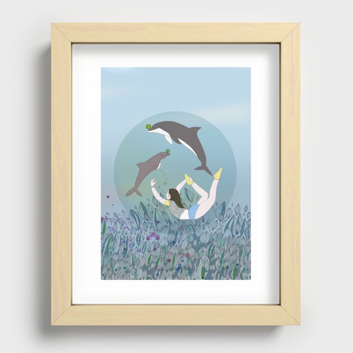 Stretching in a bubble Recessed Framed Print