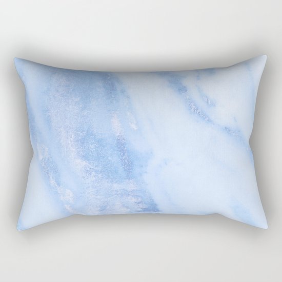 Shimmery Pure Cerulean Blue Marble Metallic Rectangular Pillow