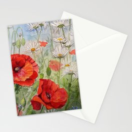 Poppies and daisies Stationery Cards