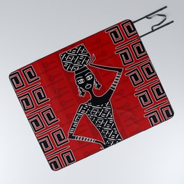African Ethic Ornament Black and red N3 Picnic Blanket