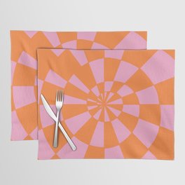 Circle shape chessboard: marigold and bright pink Placemat