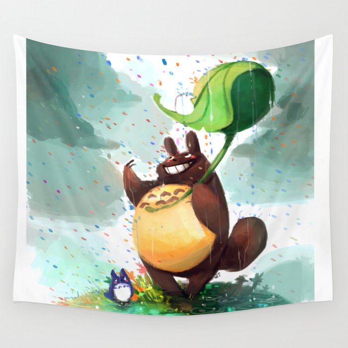 Totoro Rainbow rain Wall Tapestry by Tiger Mint Society6