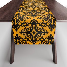 Damask (Black & Orange Pattern) Table Runner