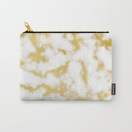 Glitzy Gold Veins on Creamy, Marshmallow Marble Carry-All Pouch