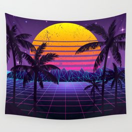 Synthwave Sunset Aesthetic Wall Tapestry