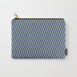 [ Thumbnail: Dark Sea Green and Dark Slate Blue Colored Stripes Pattern Carry-All Pouch ]