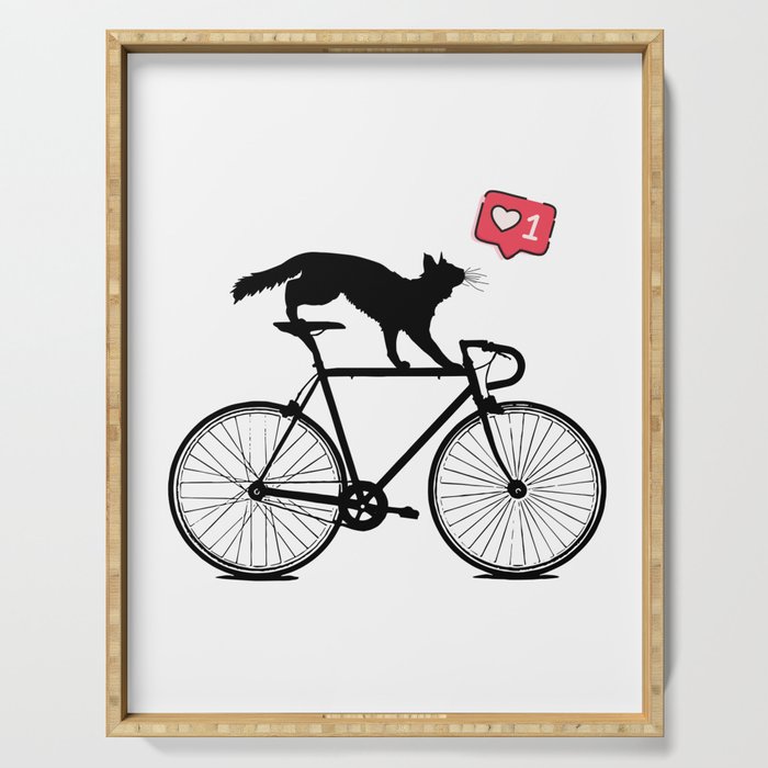 Cat on bike Serving Tray