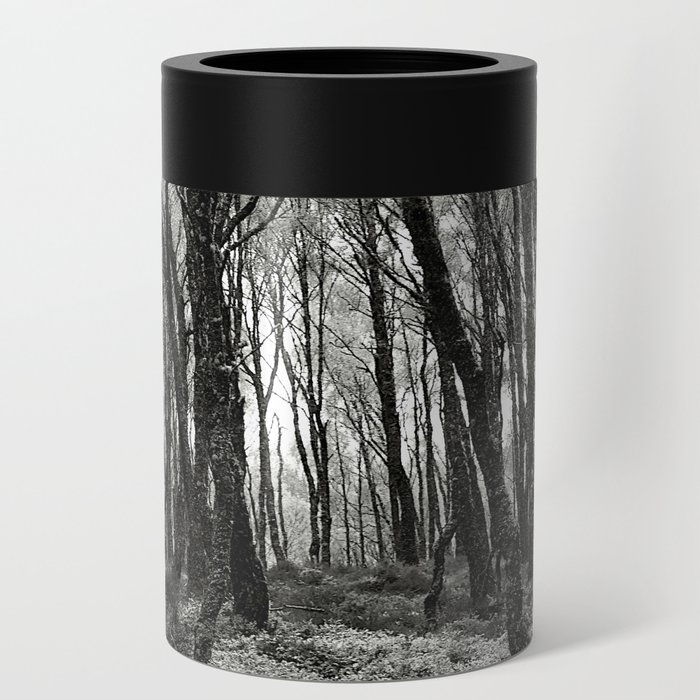 Blay Berries in a Scottish Highlands Birch Forest in Black and White Can Cooler