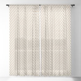 [ Thumbnail: White and Tan Colored Stripes/Lines Pattern Sheer Curtain ]