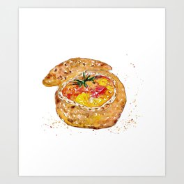 Soup in Bread Bowl Wall Poster Art Print
