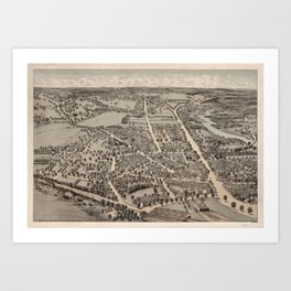 Vintage Pictorial Map of Dedham MA (1876) Art Print | Drawing, Vintagededhammap, Dedhammassachusetts, Townofdedham, Historicdedhammap, Antiquededhammap, Dedhamma, Dedhammap, Dedhammaatlas, Dedhamtownmap 