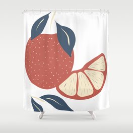 Retro vintage strawberry & orange Shapes Design 04, Modern Art V2 Shower Curtain