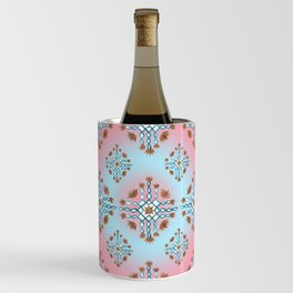Teal and red kolam Wine Chiller