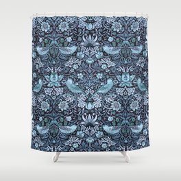 William Morris "Strawberry Thief" blue Shower Curtain