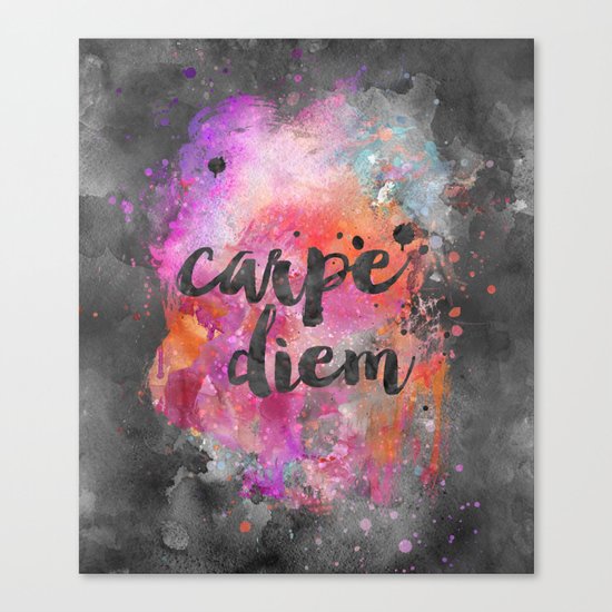 Carpe diem colorful watercolor handlettering Canvas Print
