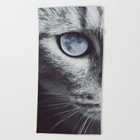 Moon cat Beach Towel