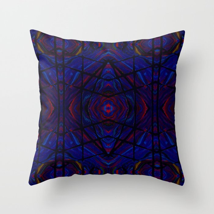 Kaleidoscopic Lattice Black Throw Pillow