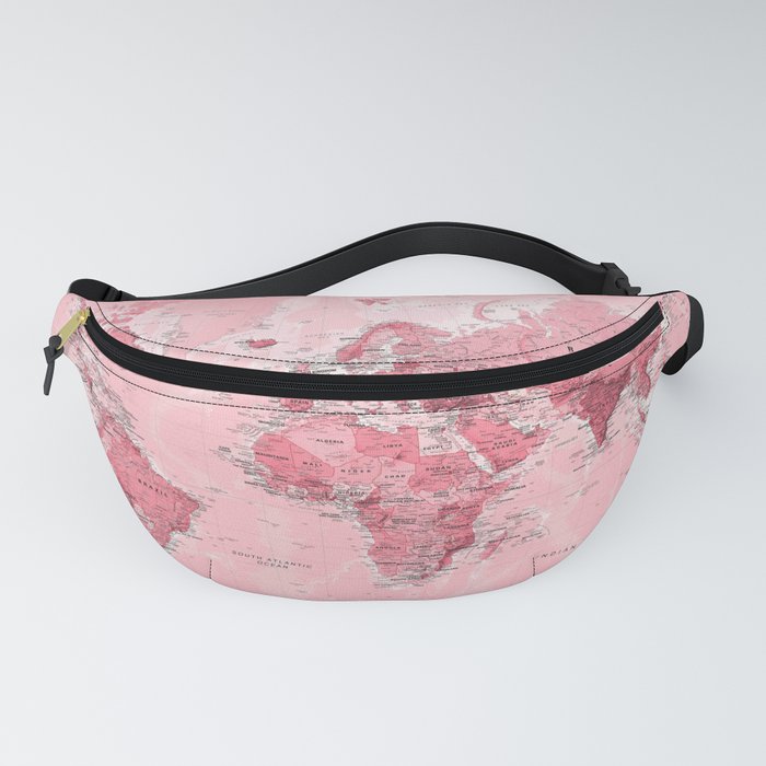 Pink World Map Fanny Pack