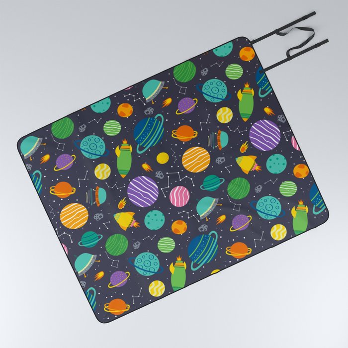 Outer Space Spaceships Picnic Blanket