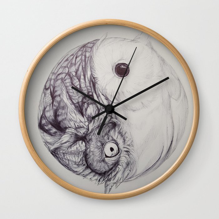 Yin Yang Owl Wall Clock