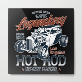 Hot Rod - Classic Racing Cars - dark Metal Print