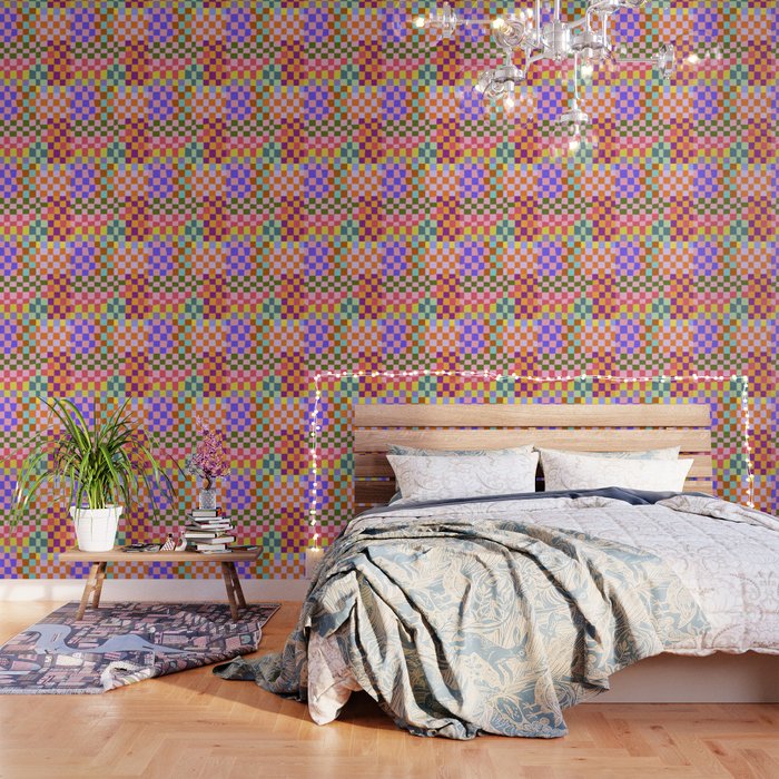Colorful pastel checker tile  Wallpaper