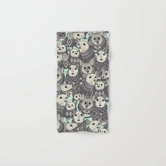 sweater mice mint Hand & Bath Towel