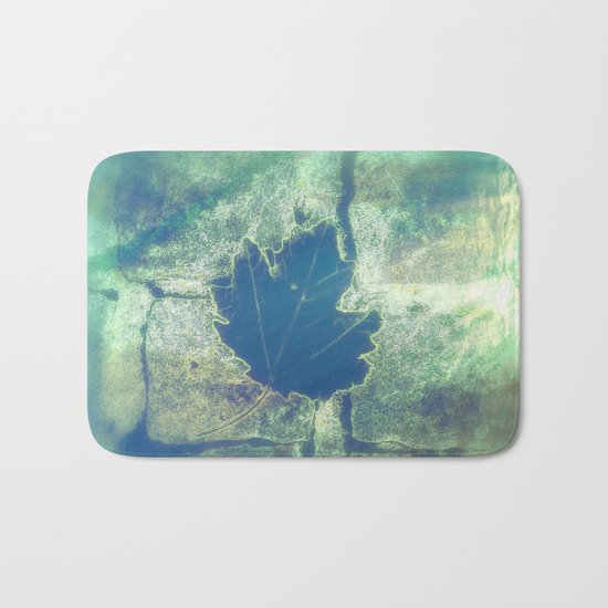 Blue leaf in a rainy day Bath Mat