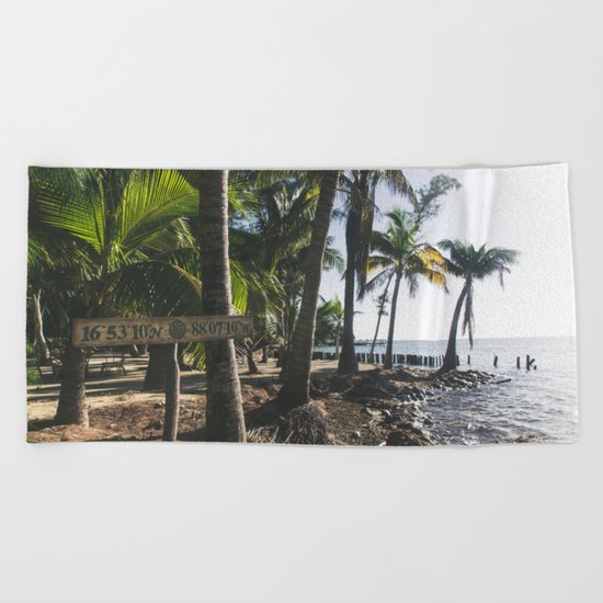 16°53'10"N x 88°07'10"W Beach Towel