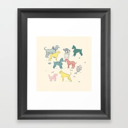 Retro Dogs and Cats Framed Art Print