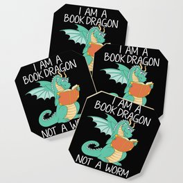 I Am A Book Dragon Not A Bookworm Reading Girls Teacher Tee Shirt Book Lovers And Librarians Gifts Coaster