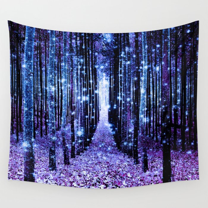 Magical Forest Turquoise Purple Wall Tapestry
